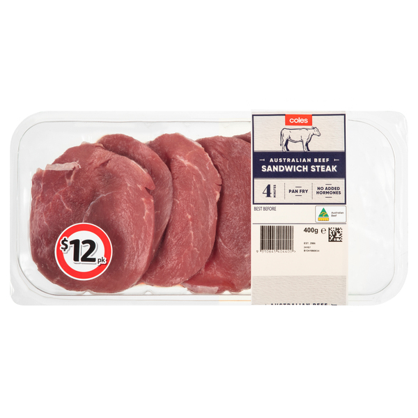 Buy Coles No Added Hormone Beef Sandwich Steak Approx G Each Coles