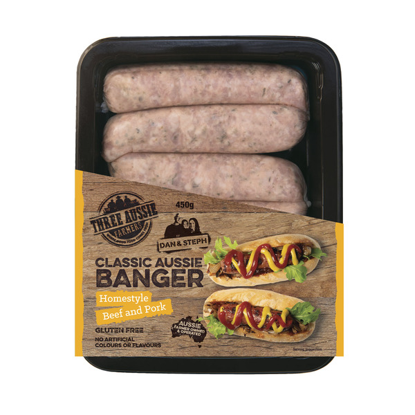 Buy Three Aussie Farmers Classic Aussie Banger Beef Pork Sausage G