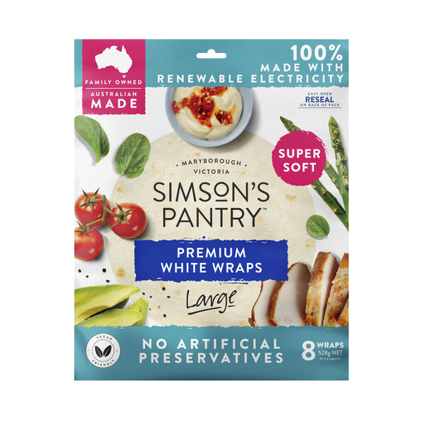 Buy Simson S Pantry Preservative Free Premium White Large Wraps 8 Pack