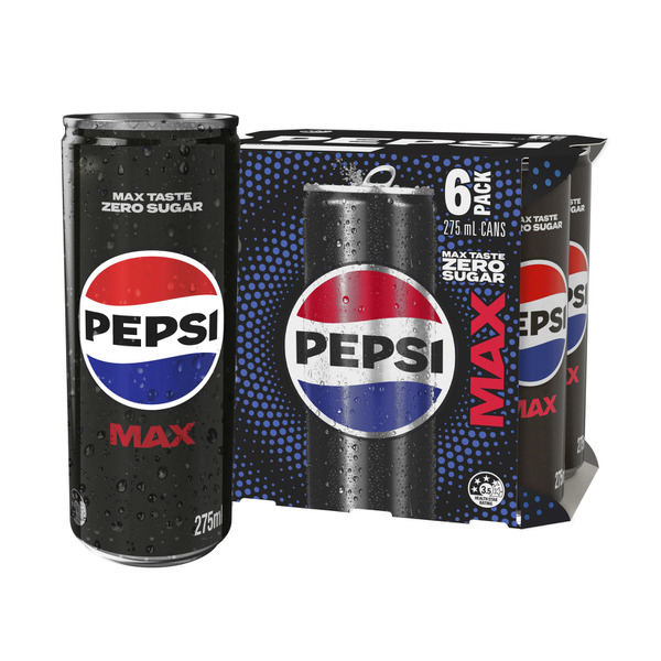 Buy Pepsi Max No Sugar Cola Soft Drink Mini Cans Multipack 275mL X 6