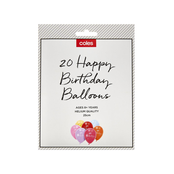 Buy Coles Happy Birthday Balloons 20 Pack Coles