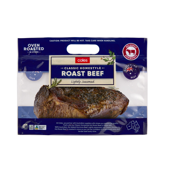 Buy Coles No Added Hormones Hot Roast Beef Each Coles