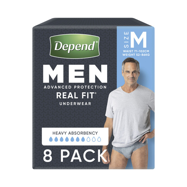 Buy Depend Real Fit Incontinence Underwear Men Medium 8 pack | Coles