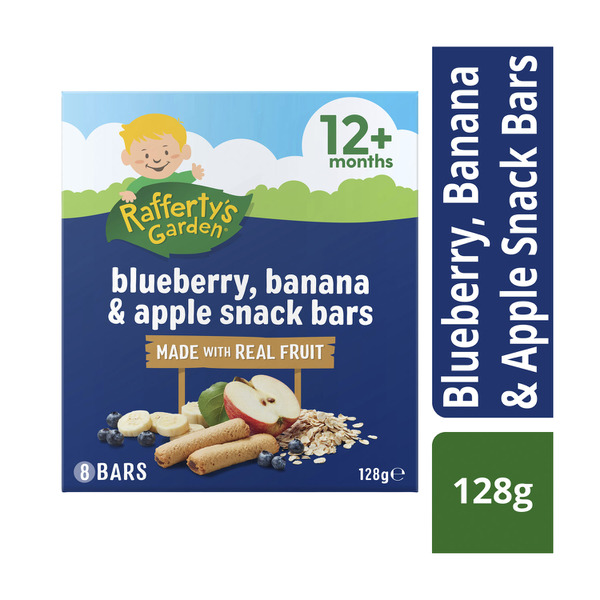 Rafferty's Garden Blueberry Banana & Apple Snack Bars Real Fruit Baby Food 8 Pack 12+ Months | 128g