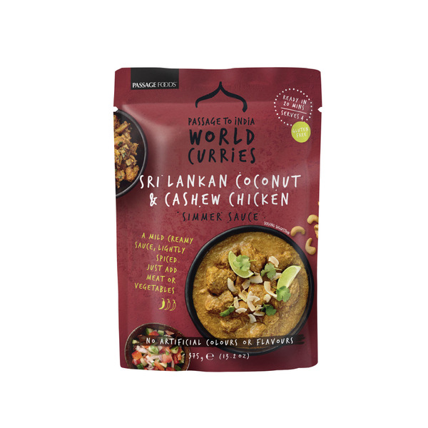 Passage Foods Passage to India Sri Lankan Coconut & Cashew Chicken Simmer Sauce Pouch