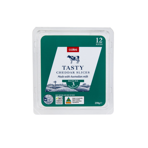 Coles Australian Tasty Cheese Slices 12 Pack