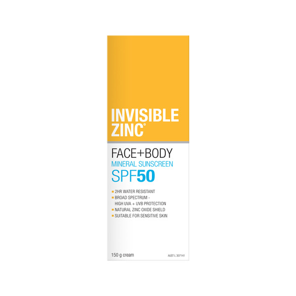 Invisible Zinc Face & Body SPF 50 Sunscreen 150g