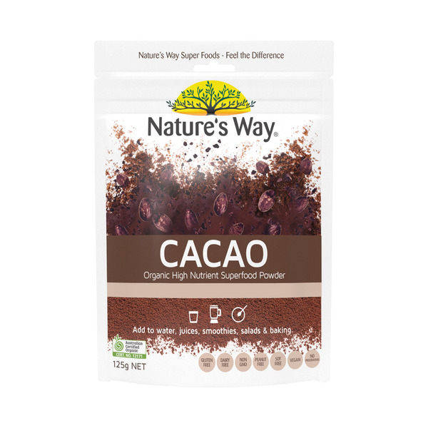 Calories in Nature's Way Super Foods Raw Organic Cacao Powder