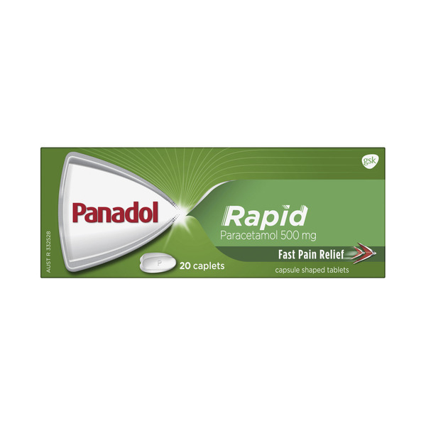 Panadol Rapid Caplets for Pain Relief Paracetamol 500mg | 20 pack