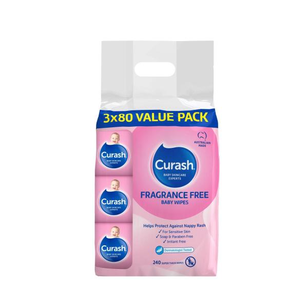 Curash Fragrance Free Sensitive Skin Baby Wipes