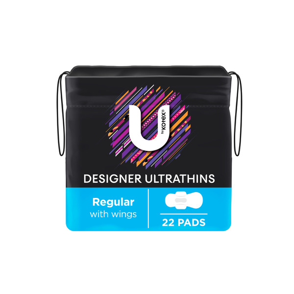 U by Kotex Designer Series Pads Regular With Wings | 22 pack