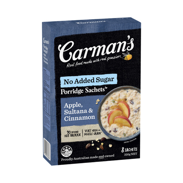 Carman's Porridge Sachets Apple Sultana & Cinnamon 8 Pack