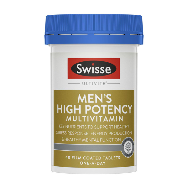 Swisse Ultivite Men's High Potency Multivitamin B Vitamins to Support Energy Production 40 Tablets