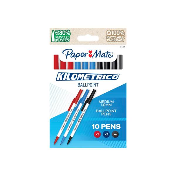 Papermate Kilometrico Pen Assorted 10 pack