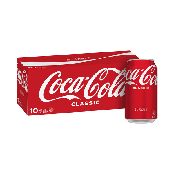 Coca-Cola Classic Soft Drink Multipack Cans 10x375mL