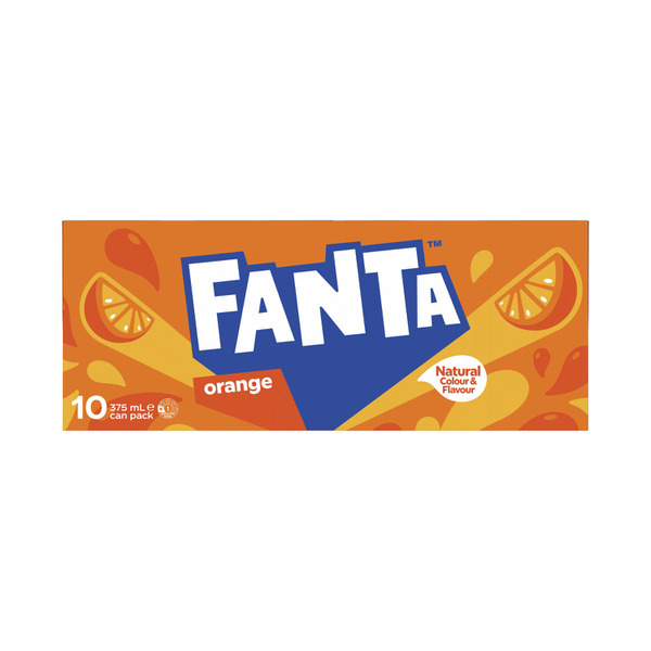 Fanta Orange Soft Drink Multipack Cans 10x375mL | 10 pack