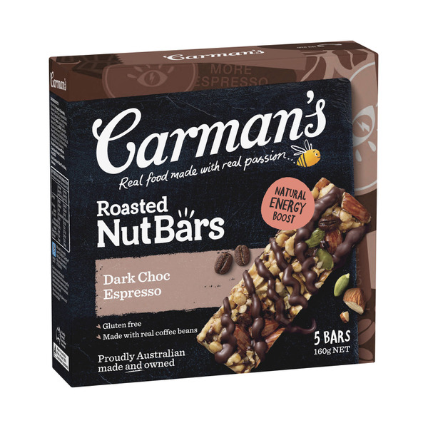 Carman's Dark Choc Espresso Nut Bar 5 pack