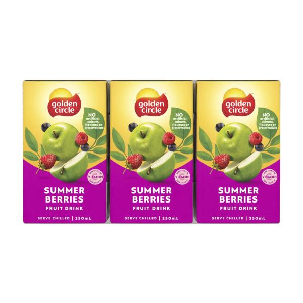 Golden Circle Summer Berries Fruit Drink LunchBox Multipack Poppers 6x250mL