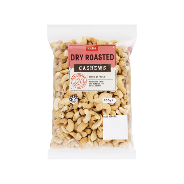 COLES DRY ROASTED CASHEWS