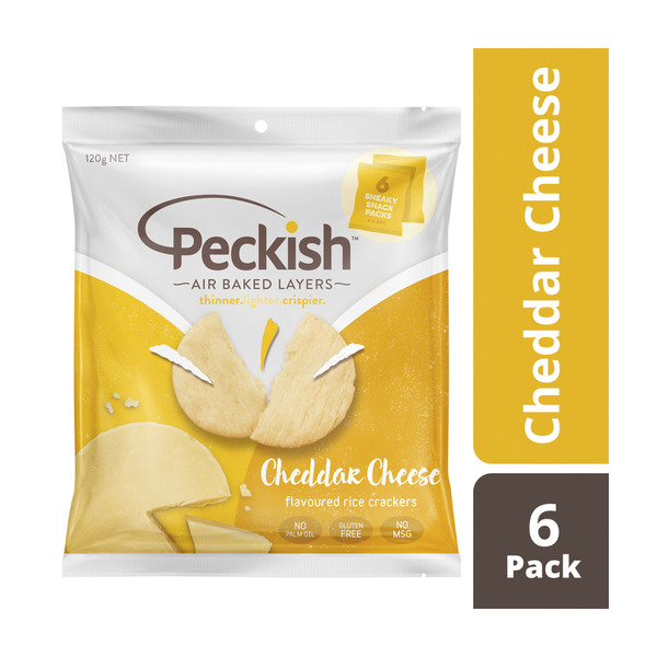 Peckish Cheddar Cheese Rice Crackers 6 pack | 120g