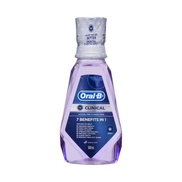 Oral-B Clinical Alcohol Free Flouride Rinse Clean Mint Mouthwash