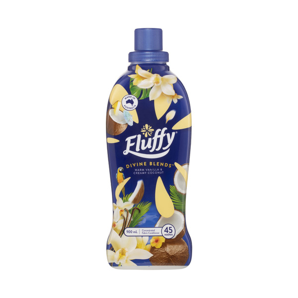 Fluffy Concentrate Liquid Fabric Softener Conditioner Divine Blends Warm Vanilla & Creamy Coconut