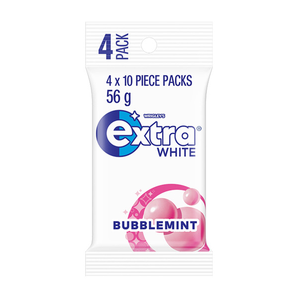 Calories in Extra White Bubblemint Sugar Free Chewing Gum 4x14g