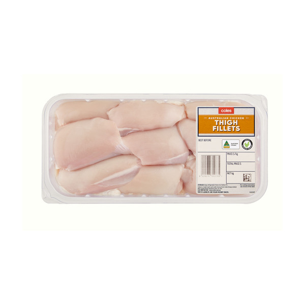 Coles RSPCA Approved Chicken Thigh Fillets Large Pack | approx. 1.2kg each