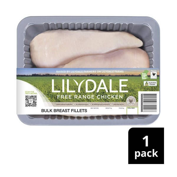 Lilydale Free Range Chicken Breast Fillets Bulk Pack  | approx. 1kg each