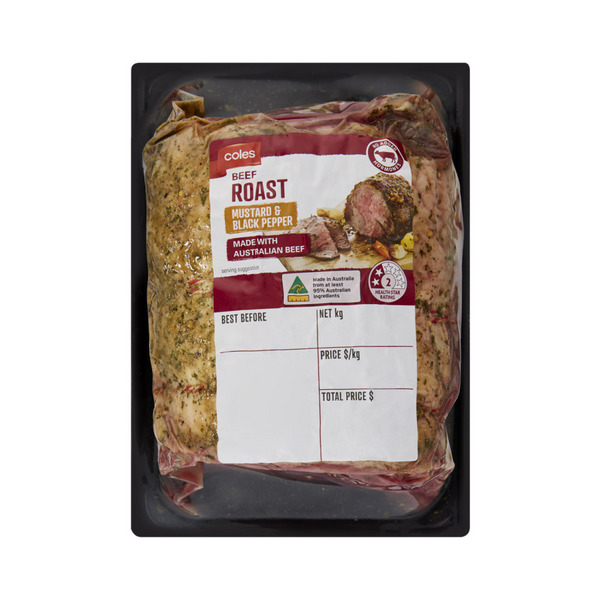 Coles Beef Roast With Mustard And Black Pepper | approx. 900g