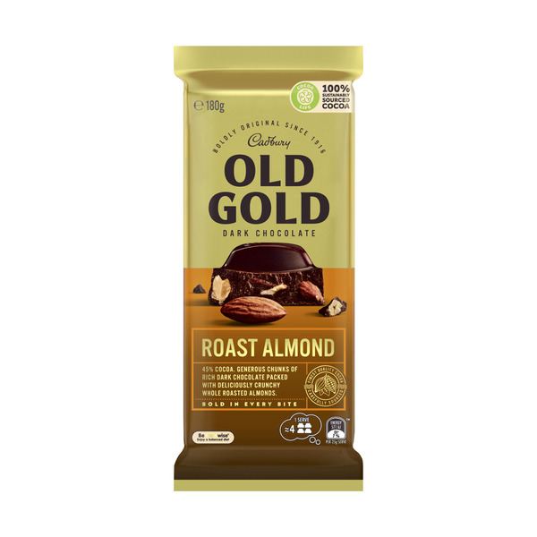 Cadbury Old Gold Roast Almond Dark Chocolate Block 180g