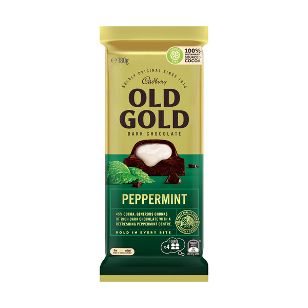 Cadbury Old Gold Peppermint Dark Chocolate Block 180g