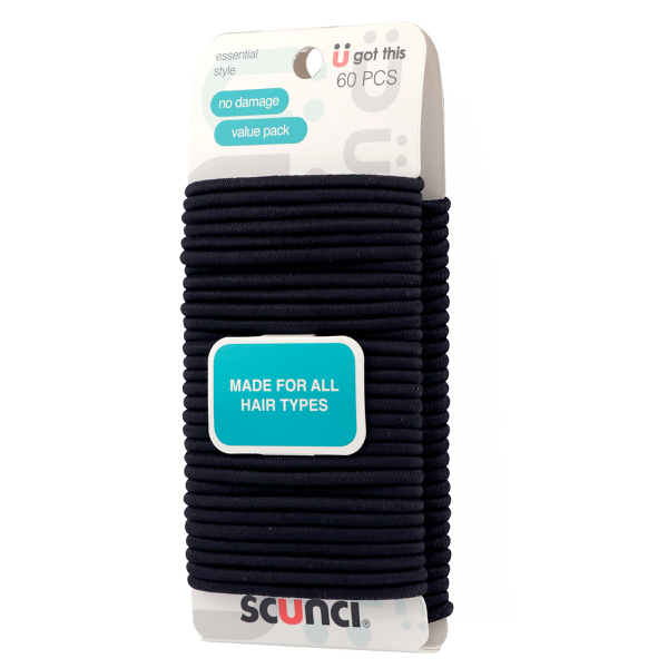 Scunci 4mm No Damage Black Elastics