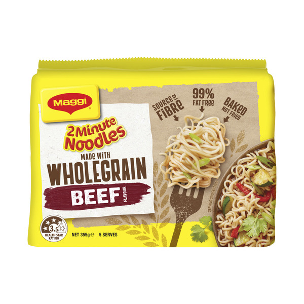 Buy Maggi 2 Minute Instant Noodles Wholegrain Beef Flavour 5 Pack 335g