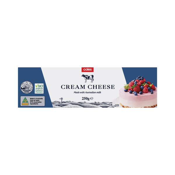 Buy Coles Regular Cream Cheese Block 250g Coles