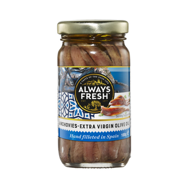 Buy Always Fresh Flat Anchovies In Olive Oil 100g Coles