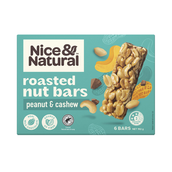 Nice & Natural Roasted Cashew Milk Chocolate Peanut Bars 6 Pack