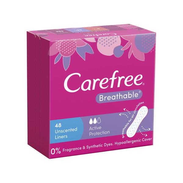 Carefree Breathable Unscented Panty Liners