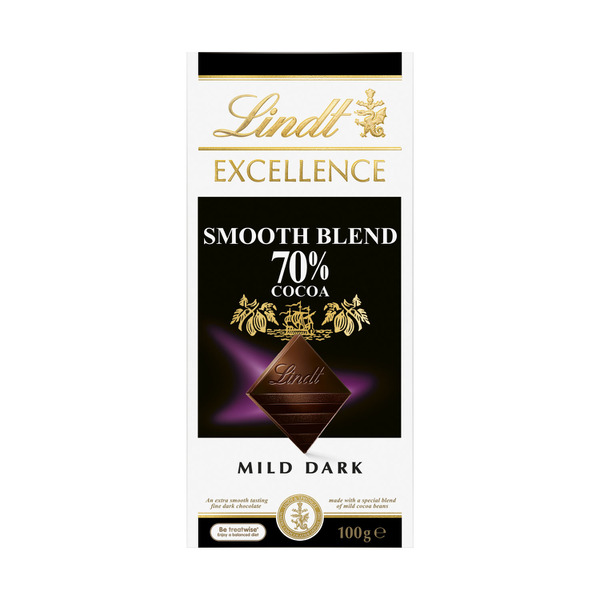 Calories in Lindt Excellence 70% Smooth Dark Chocolate Block