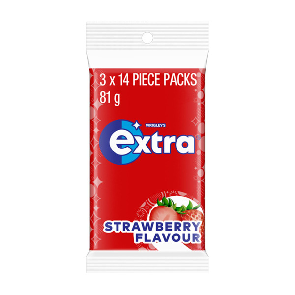 Calories in Extra Strawberry Sugar Free Chewing Gum 3x27g
