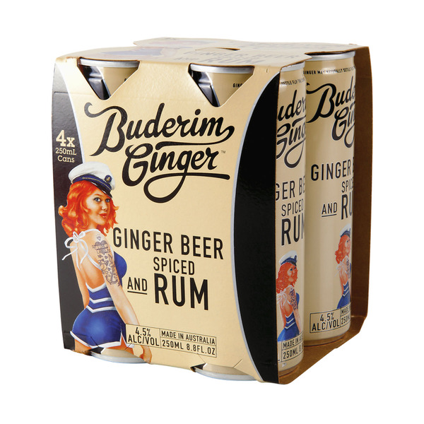 Buy Buderim Ginger Beer And Spiced Rum 250ml 4 Pack Coles