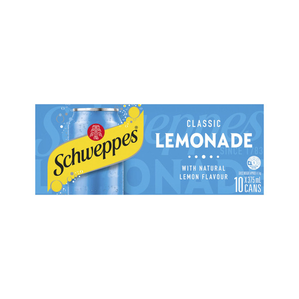 Schweppes Lemonade Soft Drink Cans 10x375mL