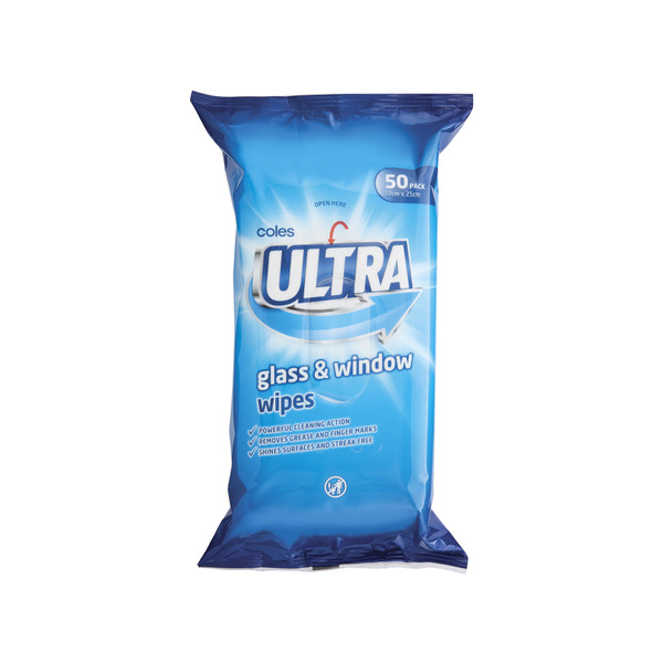 Buy Coles Ultra Wipes Glass & Window 50 pack