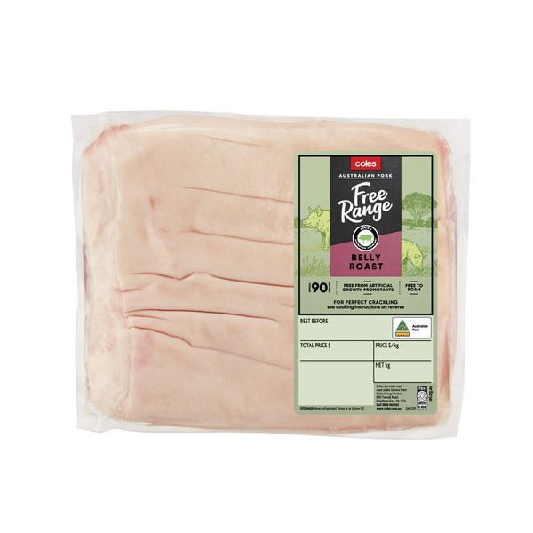 Coles Free Range Pork Belly Roast Boneless | approx. 1kg