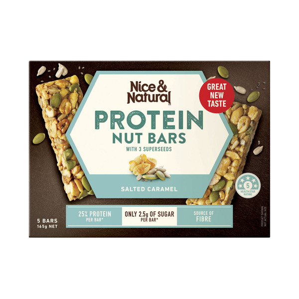 Nice & Natural Salted Caramel Protein Nut Bars With 3 Superseeds 5 Pack