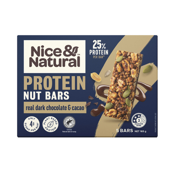 Nice & Natural Real Dark Chocolate & Cacao Protein Nut Bars 5 Pack