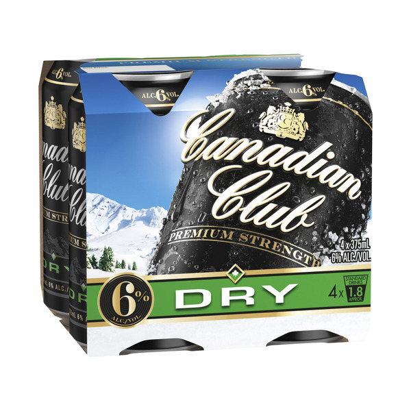 Buy Canadian Club Premium and Dry Can 375mL 4 Pack | Coles