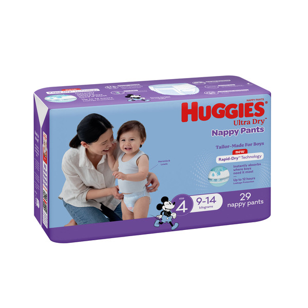 Huggies Ultra Dry Nappy Pants Boys Size 4 (9-14kg)