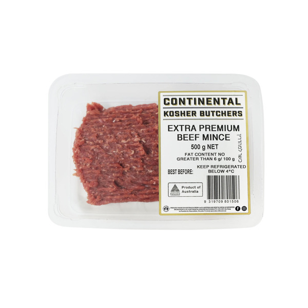 Buy Continental Kosher Butchers Extra Premium Beef Mince 500g Coles