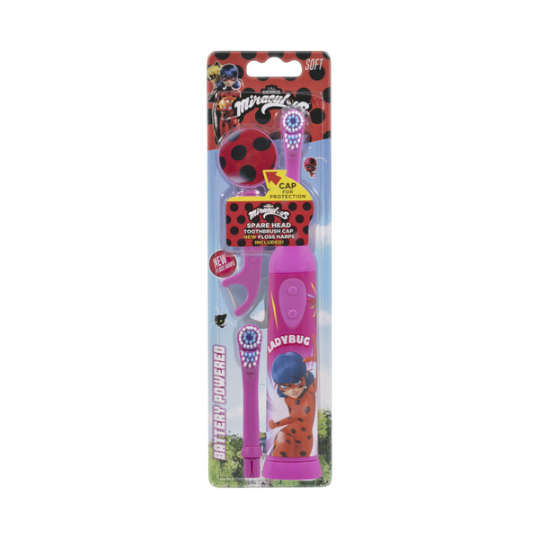 Kids Battery Toothbrush With Spare Head Cap & Flossers 1 pack